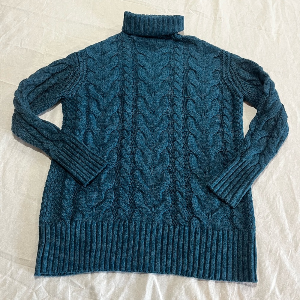 St. John's Bay Teal Cable Knit Turtleneck Sweater